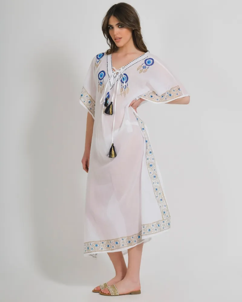 ΚΑΦΤΑΝΙ ΣΕ ΛΕΥΚΟ ΧΡΩΜΑ ΜΕ MΑΤΙΑ ONE SIZE (100% COTTON)