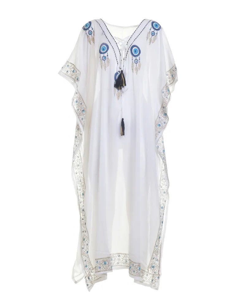 ΚΑΦΤΑΝΙ ΣΕ ΛΕΥΚΟ ΧΡΩΜΑ ΜΕ MΑΤΙΑ ONE SIZE (100% COTTON)