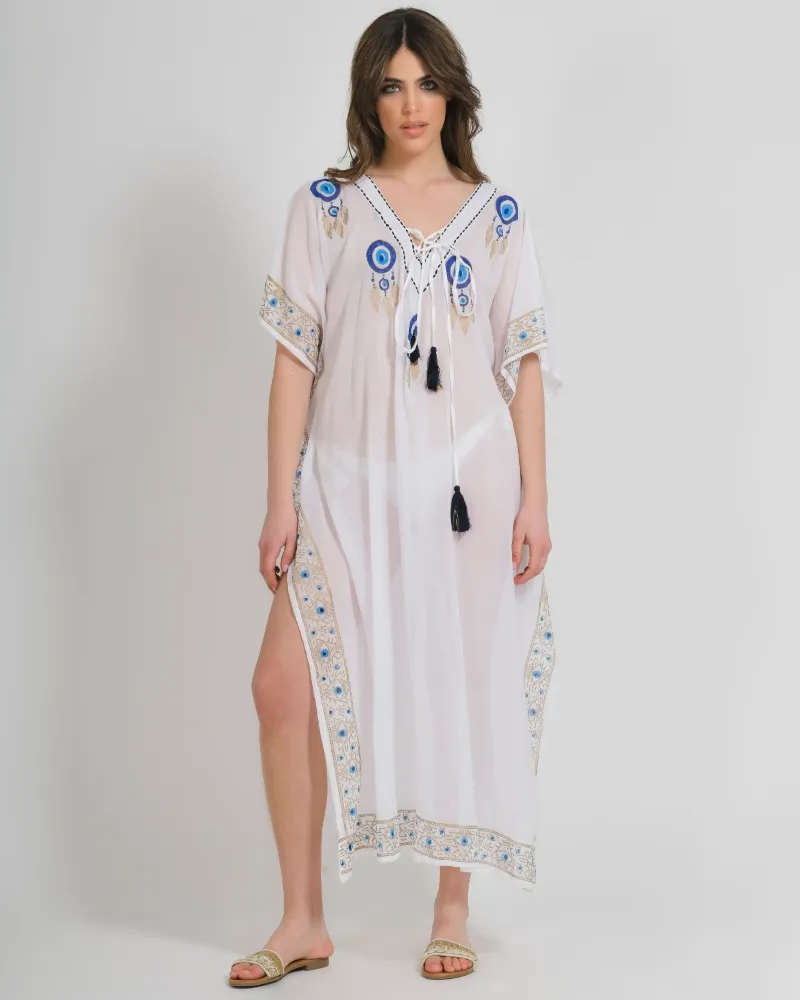 ΚΑΦΤΑΝΙ ΣΕ ΛΕΥΚΟ ΧΡΩΜΑ ΜΕ MΑΤΙΑ ONE SIZE (100% COTTON)