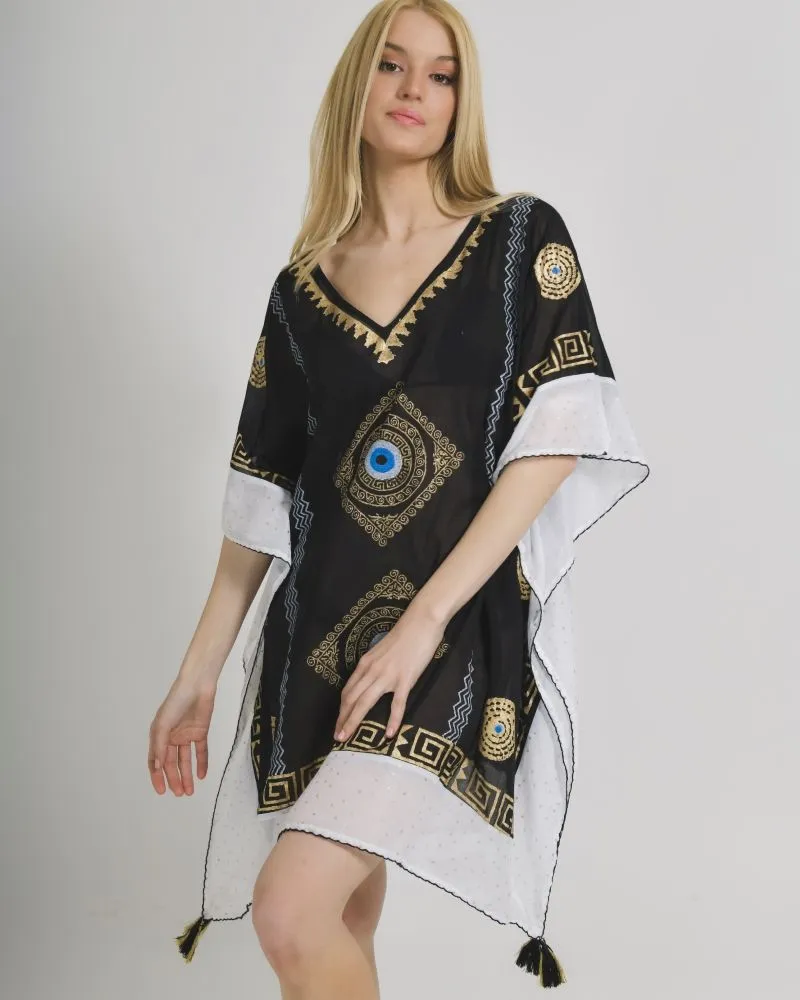 ΚΑΦΤΑΝΙ ΣΕ ΜΑΥΡΟ ΧΡΩΜΑ ΜΕ ΧΡΥΣΑ ΣΧΕΔΙΑ ONE SIZE (100% COTTON)