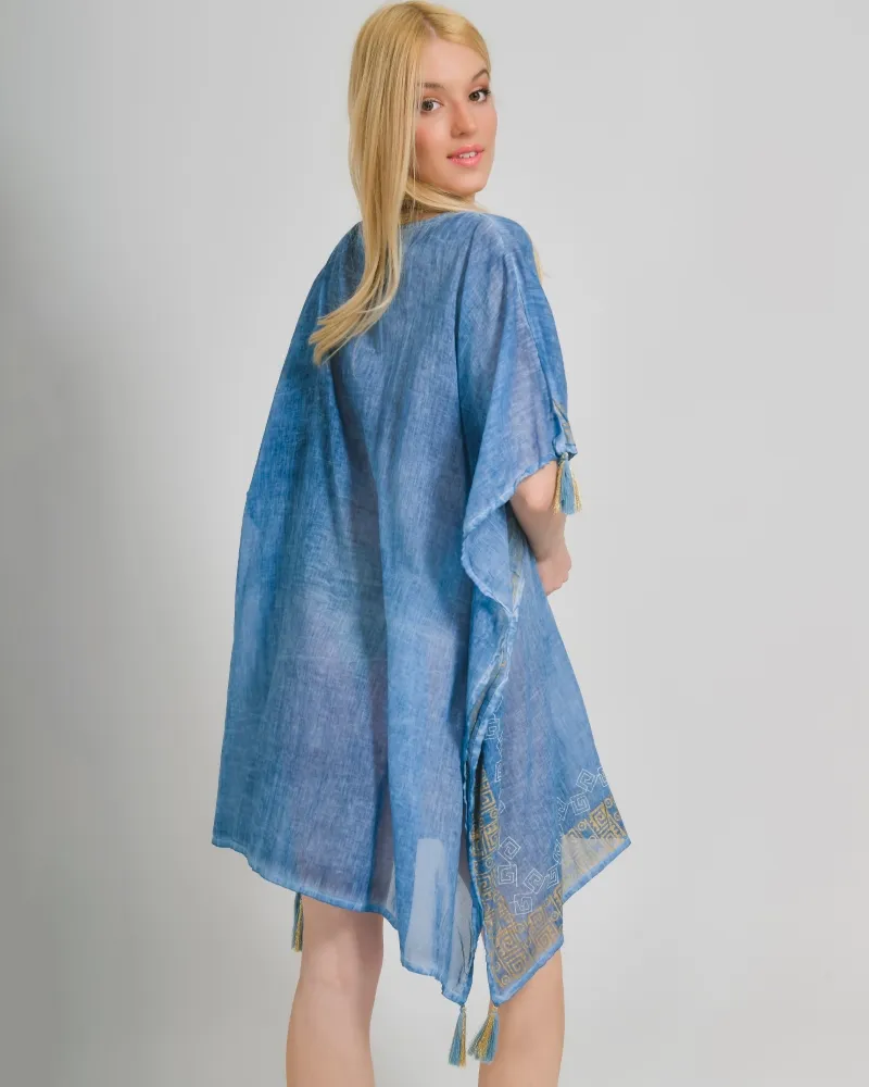 ΚΑΦΤΑΝΙ ΣΕ ΜΠΛΕ ΧΡΩΜΑ ΜΕ ΧΡΥΣΑ ΣΧΕΔΙΑ ONE SIZE (100% COTTON)