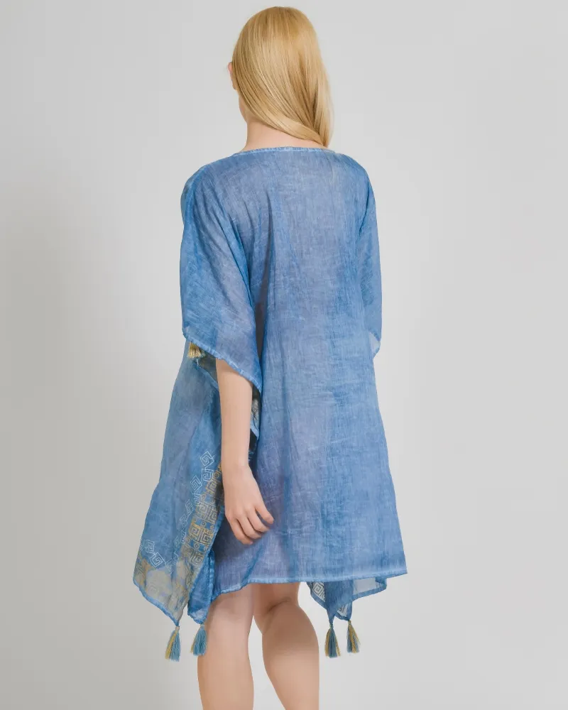 ΚΑΦΤΑΝΙ ΣΕ ΜΠΛΕ ΧΡΩΜΑ ΜΕ ΧΡΥΣΑ ΣΧΕΔΙΑ ONE SIZE (100% COTTON)