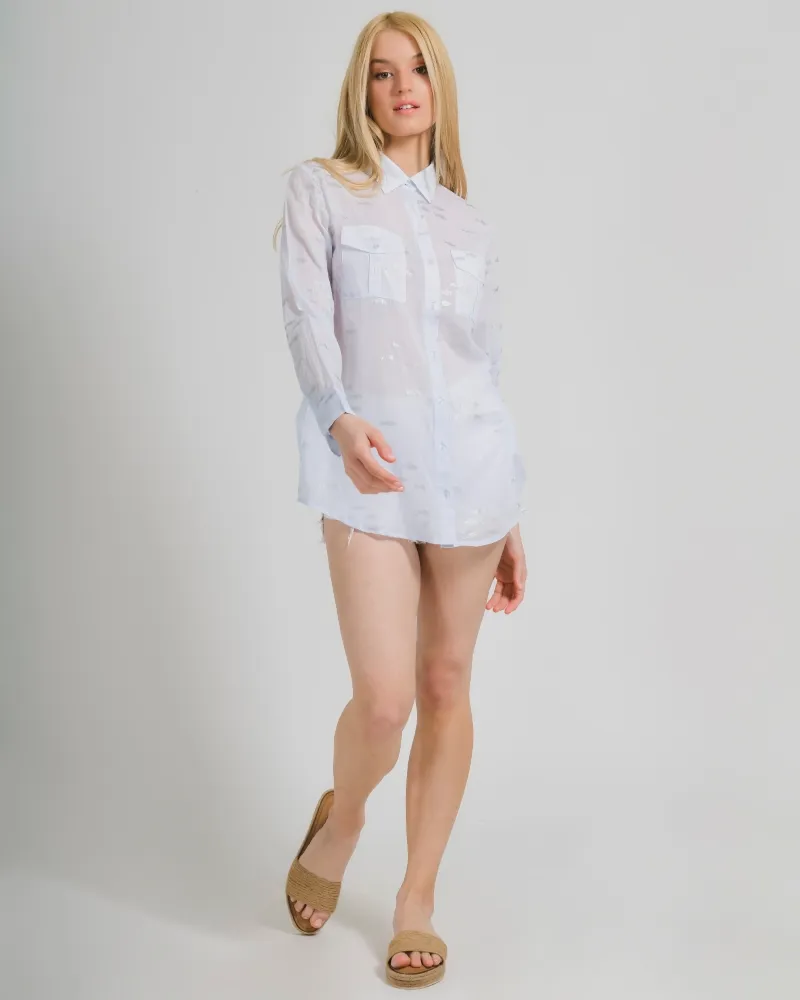 ΠΟΥΚΑΜΙΣΟ ΣΕ ΜΠΛΕ ΧΡΩΜΑ ΜΕ ΨΑΡΙΑ ONE SIZE (100% COTTON)