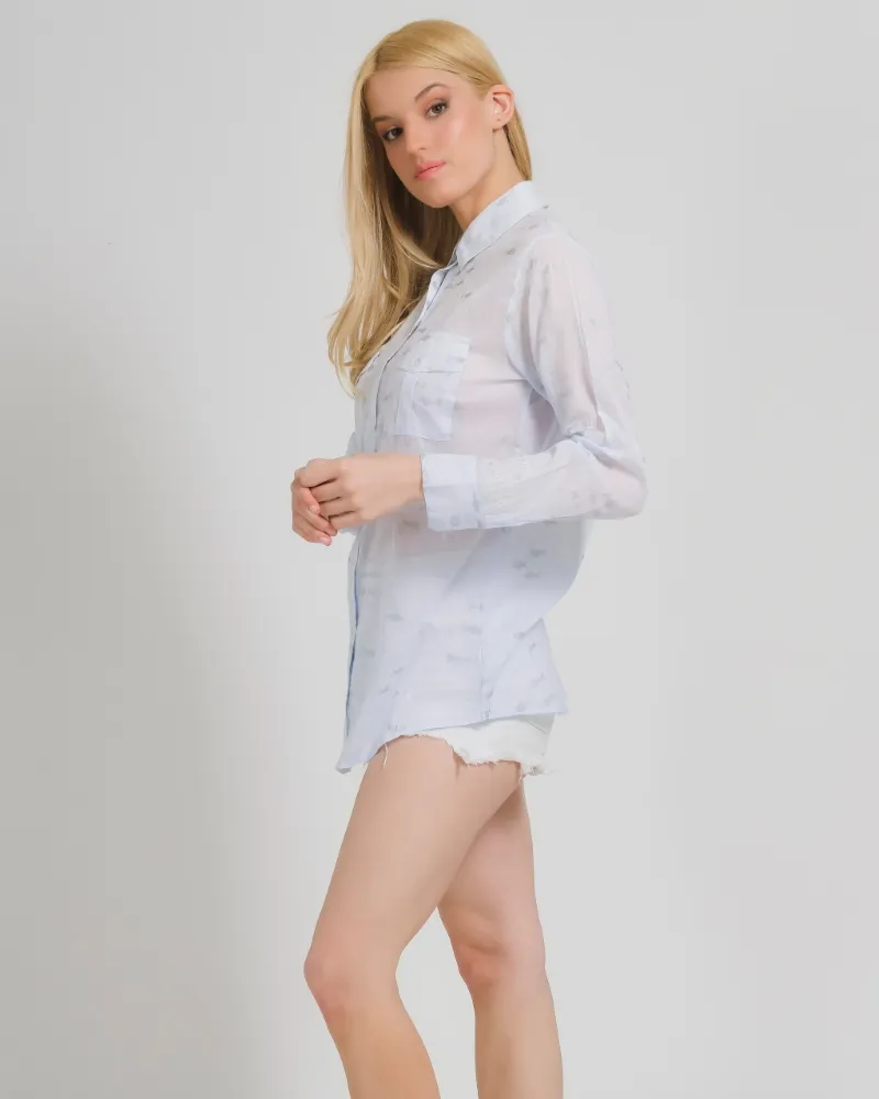 ΠΟΥΚΑΜΙΣΟ ΣΕ ΜΠΛΕ ΧΡΩΜΑ ΜΕ ΨΑΡΙΑ ONE SIZE (100% COTTON)