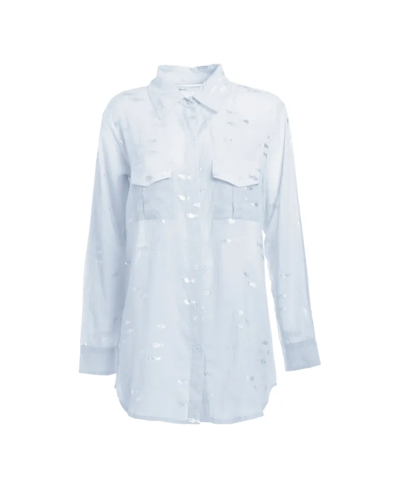 ΠΟΥΚΑΜΙΣΟ ΣΕ ΜΠΛΕ ΧΡΩΜΑ ΜΕ ΨΑΡΙΑ ONE SIZE (100% COTTON)