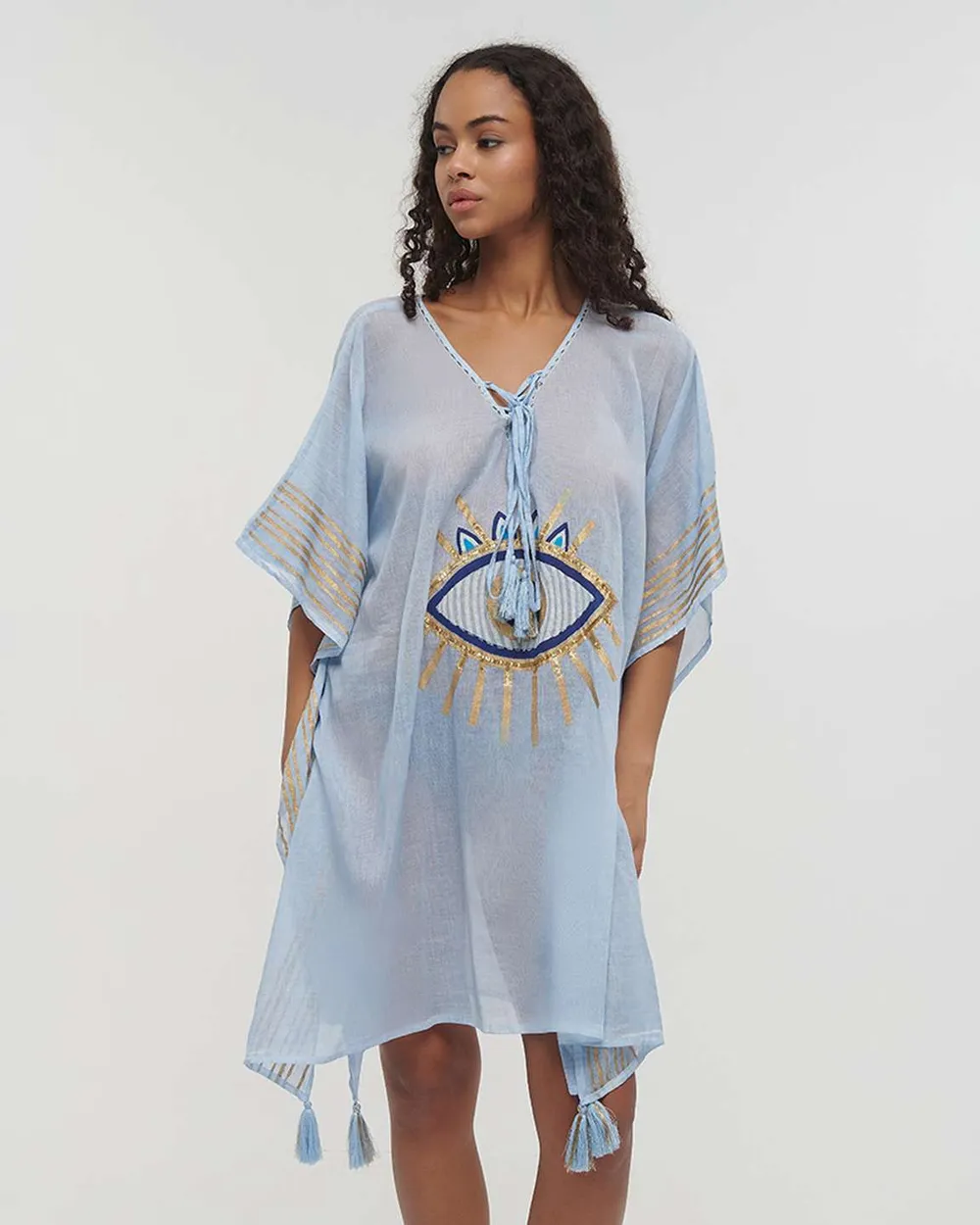 ΚΑΦΤΑΝΙ ΓΑΛΑΖΙΟ ΜΕ ΜΑΤΙ ONE SIZE (100% COTTON)