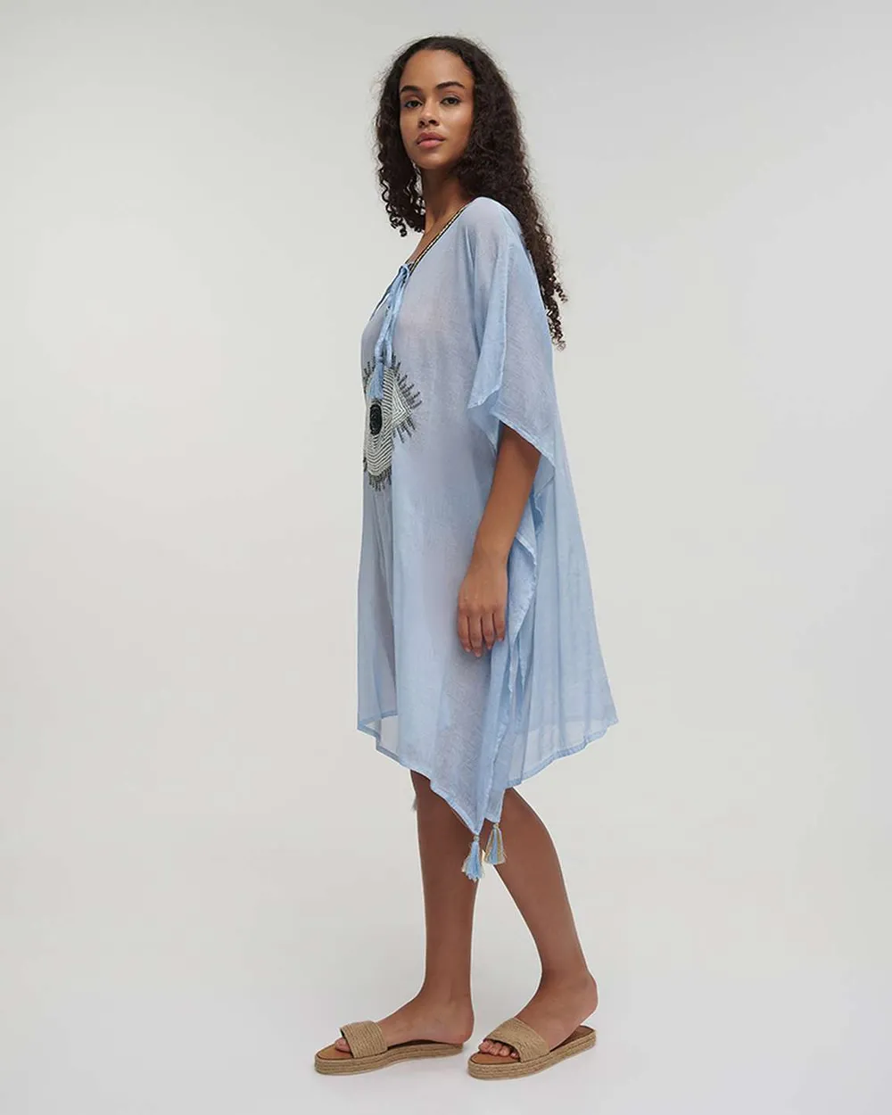 ΚΑΦΤΑΝΙ ΓΑΛΑΖΙΟ ΜΕ ΜΑΤΙ ΚΑΙ ΧΡΥΣΕΣ ΛΕΠΤΟΜΕΡΕΙΕΣ ONE SIZE (100% COTTON)