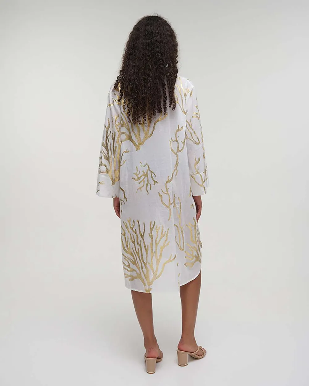 ΚΑΦΤΑΝΙ/ΠΟΥΚΑΜΙΣΑ ΛΕΥΚΟ/ΧΡΥΣΟ ΜΕ ΚΟΡΑΛΙΑ ONE SIZE (100% COTTON)