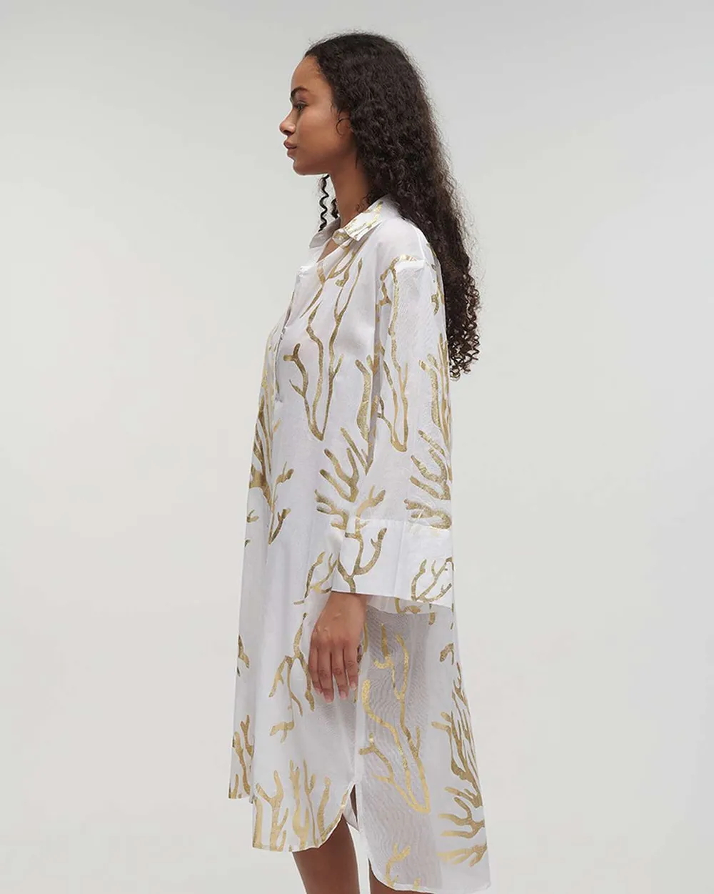 ΚΑΦΤΑΝΙ/ΠΟΥΚΑΜΙΣΑ ΛΕΥΚΟ/ΧΡΥΣΟ ΜΕ ΚΟΡΑΛΙΑ ONE SIZE (100% COTTON)