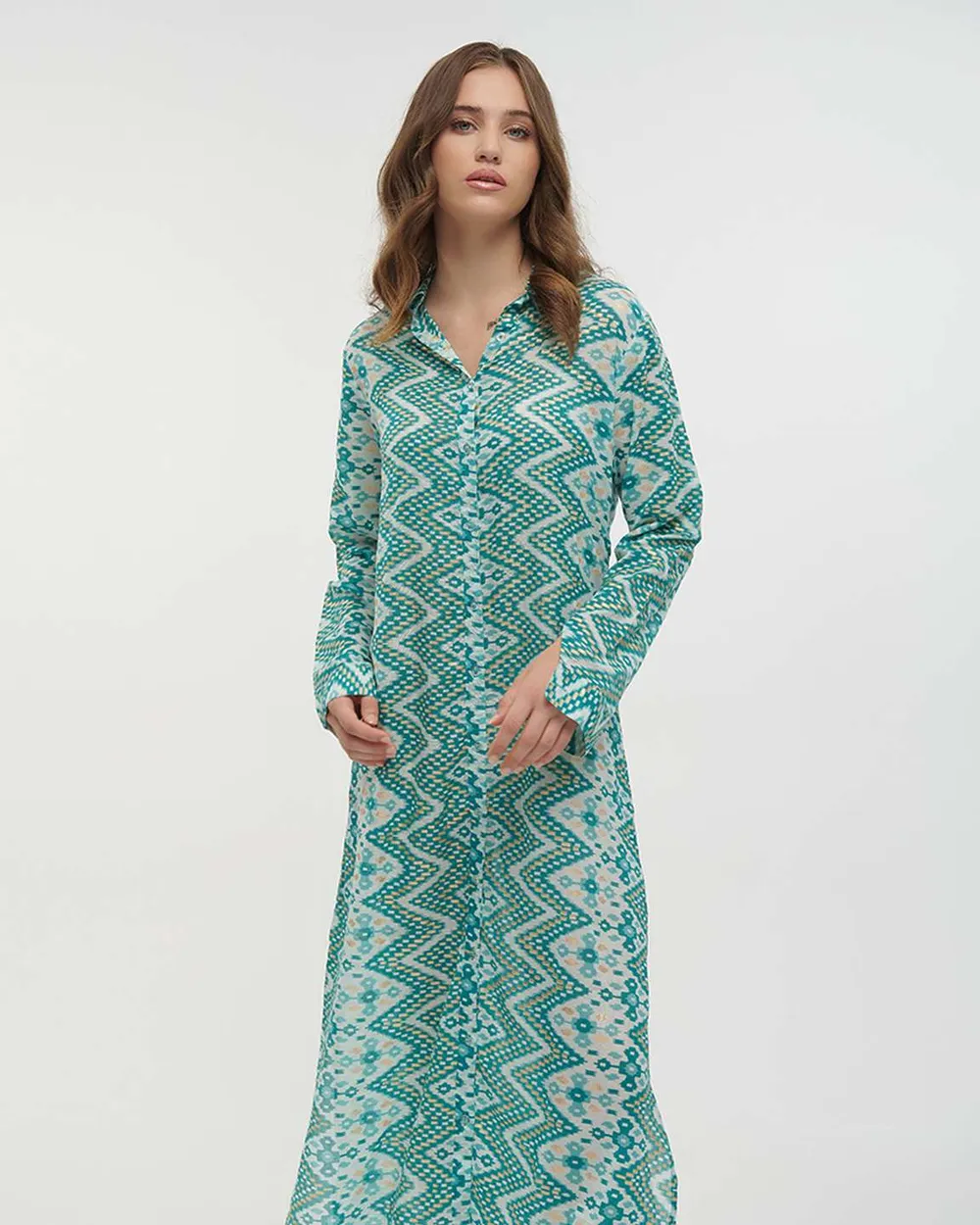 ΠΟΥΚΑΜΙΣΑ ΜΑΚΡΙΑ ΠΡΑΣΙΝΟ ΜΕ ΧΡΥΣΕΣ ΛΕΠΤΟΜΕΡΕΙΕΣ ONE SIZE (100% POLYESTER)