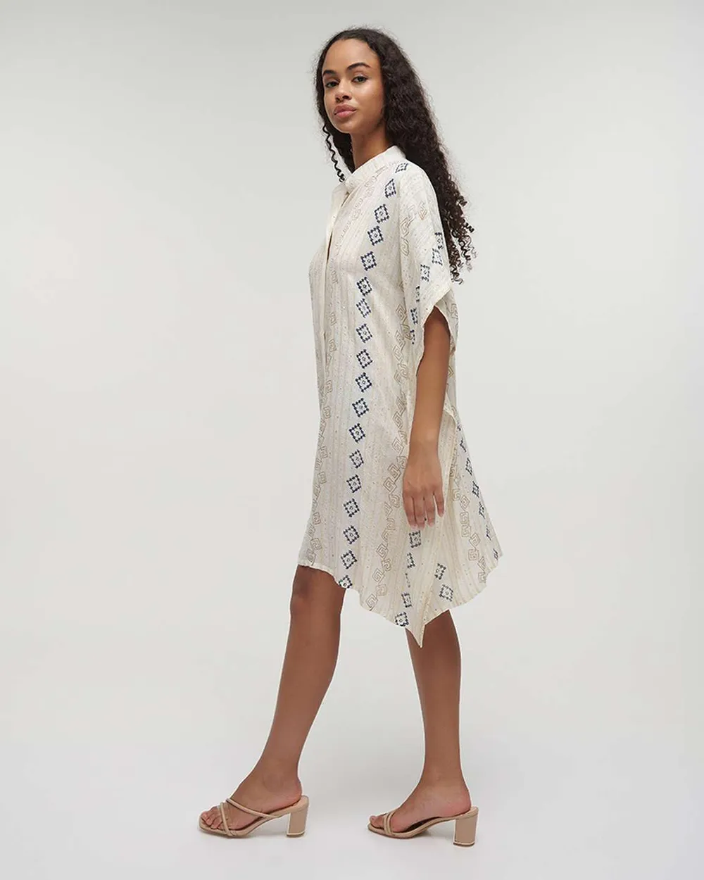 ΚΑΦΤΑΝΙ/ΠΟΥΚΑΜΙΣΑ ΛΕΥΚΟ ΜΕ ΧΡΥΣΕΣ/ΜΠΛΕ ΛΕΠΤΟΜΕΡΕΙΕΣ ONE SIZE (100% COTTON)