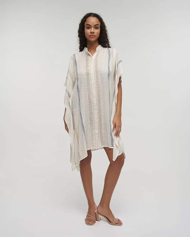 ΚΑΦΤΑΝΙ/ΠΟΥΚΑΜΙΣΑ ΛΕΥΚΟ ΜΕ ΜΠΛΕ/ΧΡΥΣΕΣ ΛΕΠΤΟΜΕΡΕΙΕΣ ONE SIZE (100% COTTON)