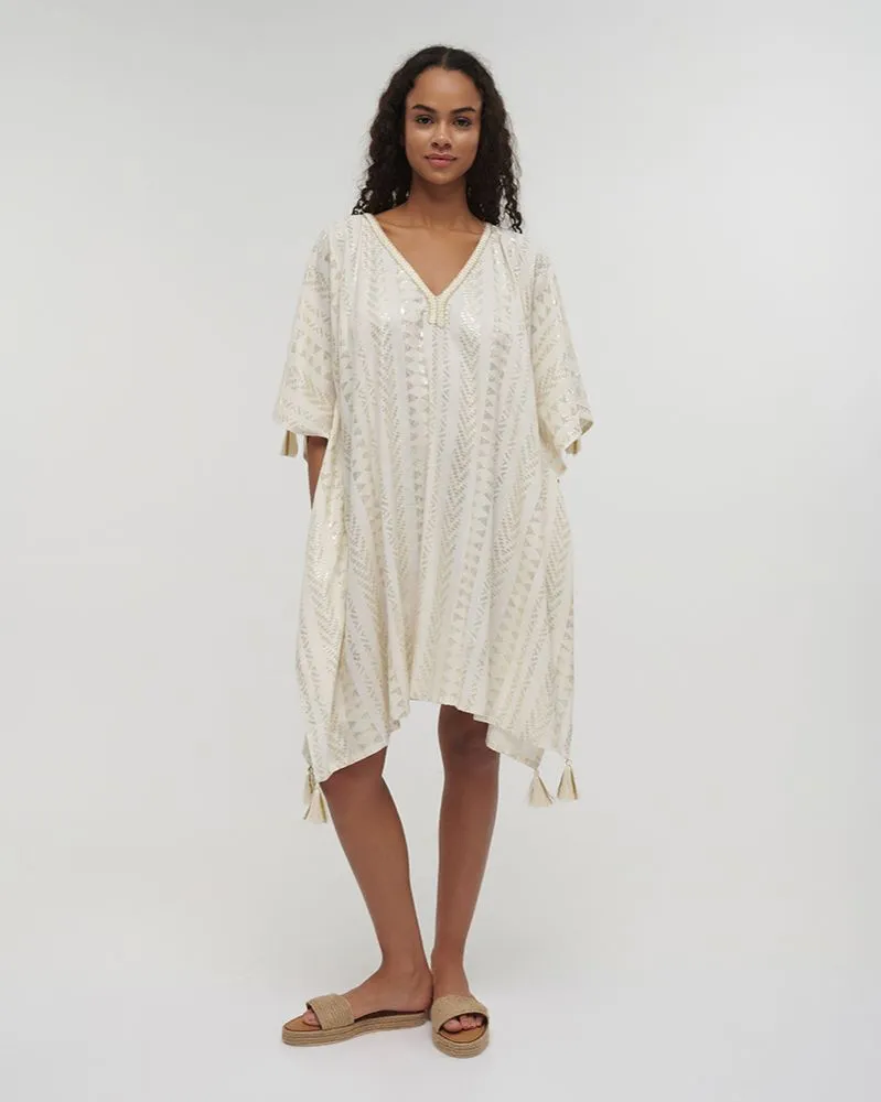 ΚΑΦΤΑΝΙ ΛΕΥΚΟ ΜΕ ΧΡΥΣΕΣ ΛΕΠΤΟΜΕΡΕΙΕΣ ONE SIZE (100% COTTON)