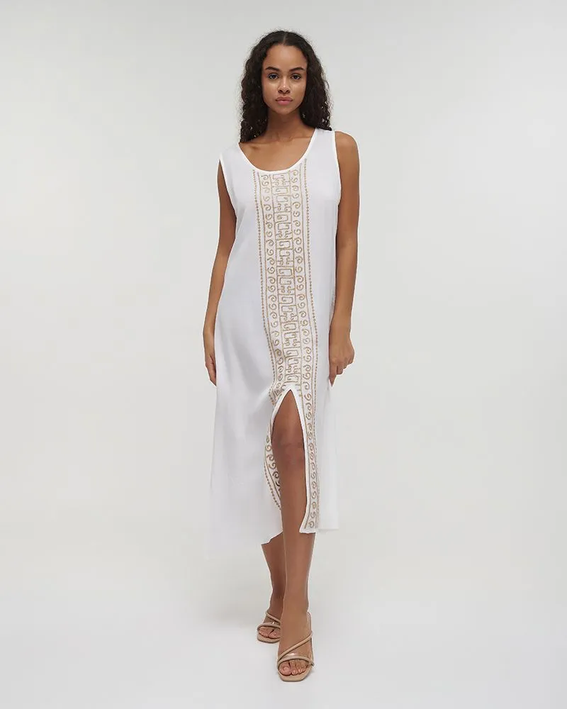 ΦΟΡΕΜΑ ΜΑΚΡΥ ΑΜΑΝΙΚΟ ΛΕΥΚΟ ΜΕ ΧΡΥΣΕΣ ΛΕΠΤΟΜΕΡΕΙΕΣ ONE SIZE (100% VISCOSE) ΦΟΡΕΜΑ ΜΑΚΡΥ ΑΜΑΝΙΚΟ ΛΕΥΚΟ ΜΕ ΧΡΥΣΕΣ ΛΕΠΤΟΜΕΡΕΙΕΣ ONE SIZE (100% VISCOSE)