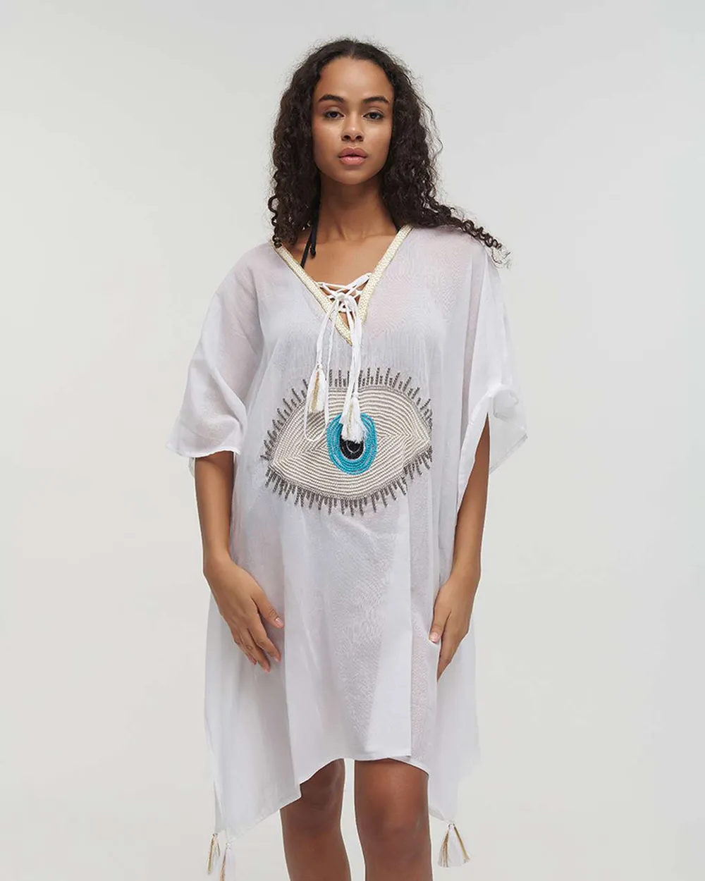 ΚΑΦΤΑΝΙ ΛΕΥΚΟ ΜΕ ΜΑΤΙ ONE SIZE (100% COTTON)