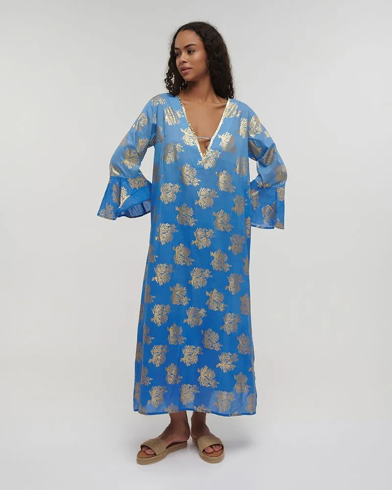 ΚΑΦΤΑΝΙ ΜΑΚΡΥ ΜΠΛΕ ΜΕ ΧΡΥΣΑ ΚΟΡΑΛΙΑ ONE SIZE (100% COTTON) ΚΑΦΤΑΝΙ ΜΑΚΡΥ ΜΠΛΕ ΜΕ ΧΡΥΣΑ ΚΟΡΑΛΙΑ ONE SIZE (100% COTTON)