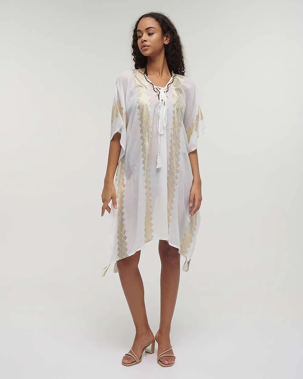 ΚΑΦΤΑΝΙ ΛΕΥΚΟ ΜΕ ΧΡΥΣΕΣ ΛΕΠΤΟΜΕΡΕΙΕΣ ONE SIZE (100% COTTON)