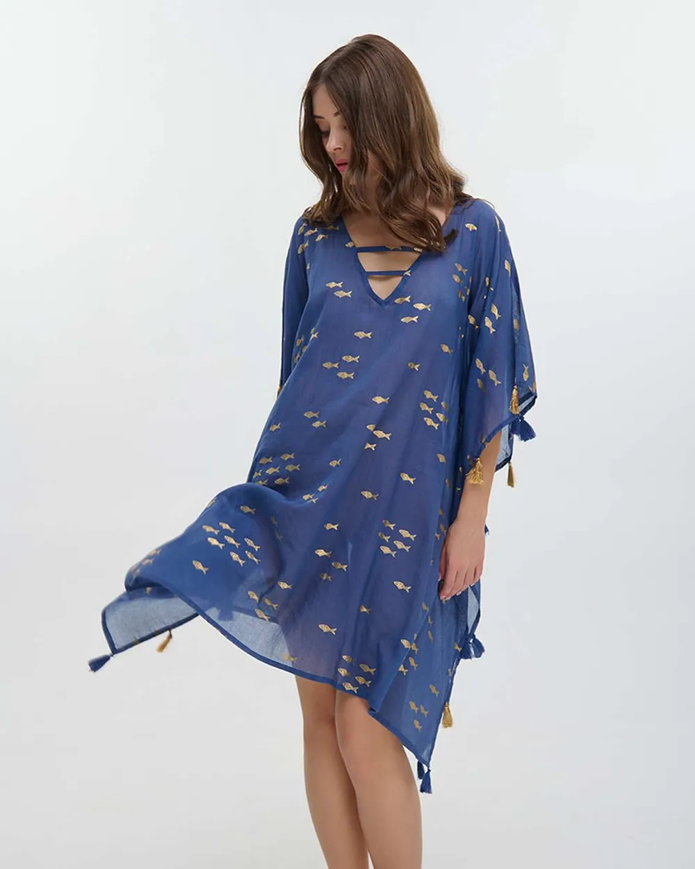 ΚΑΦΤΑΝΙ ΜΠΛΕ ΜΕ ΑΣΗΜΙ ΨΑΡΙΑ ONE SIZE (100% COTTON)