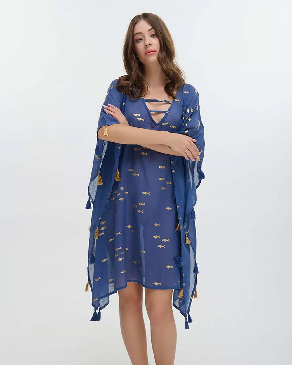 ΚΑΦΤΑΝΙ ΜΠΛΕ ΜΕ ΑΣΗΜΙ ΨΑΡΙΑ ONE SIZE (100% COTTON)