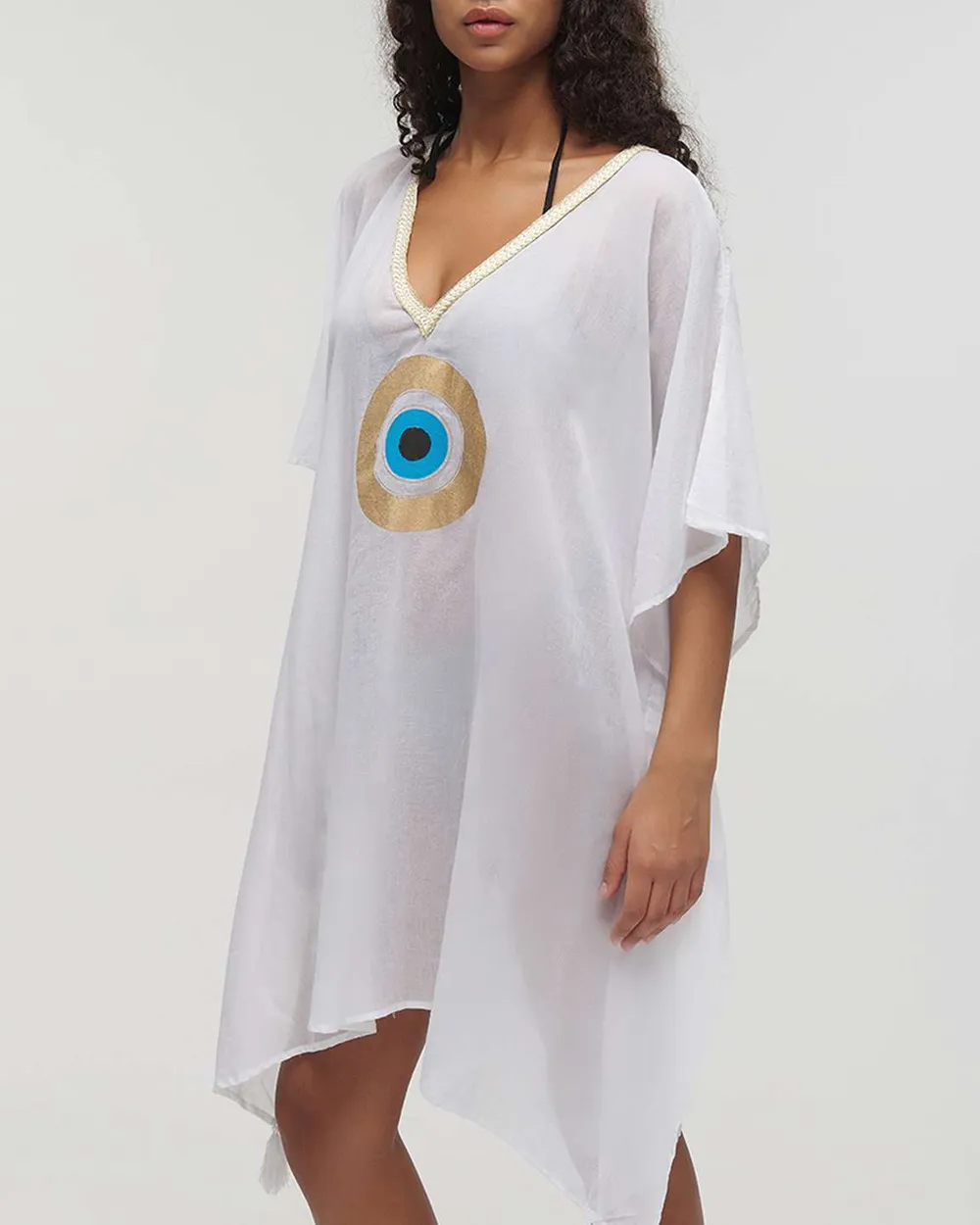 ΚΑΦΤΑΝΙ ΛΕΥΚΟ ΜΕ ΧΡΥΣΟ ΜΑΤΙ ONE SIZE (100% COTTON)