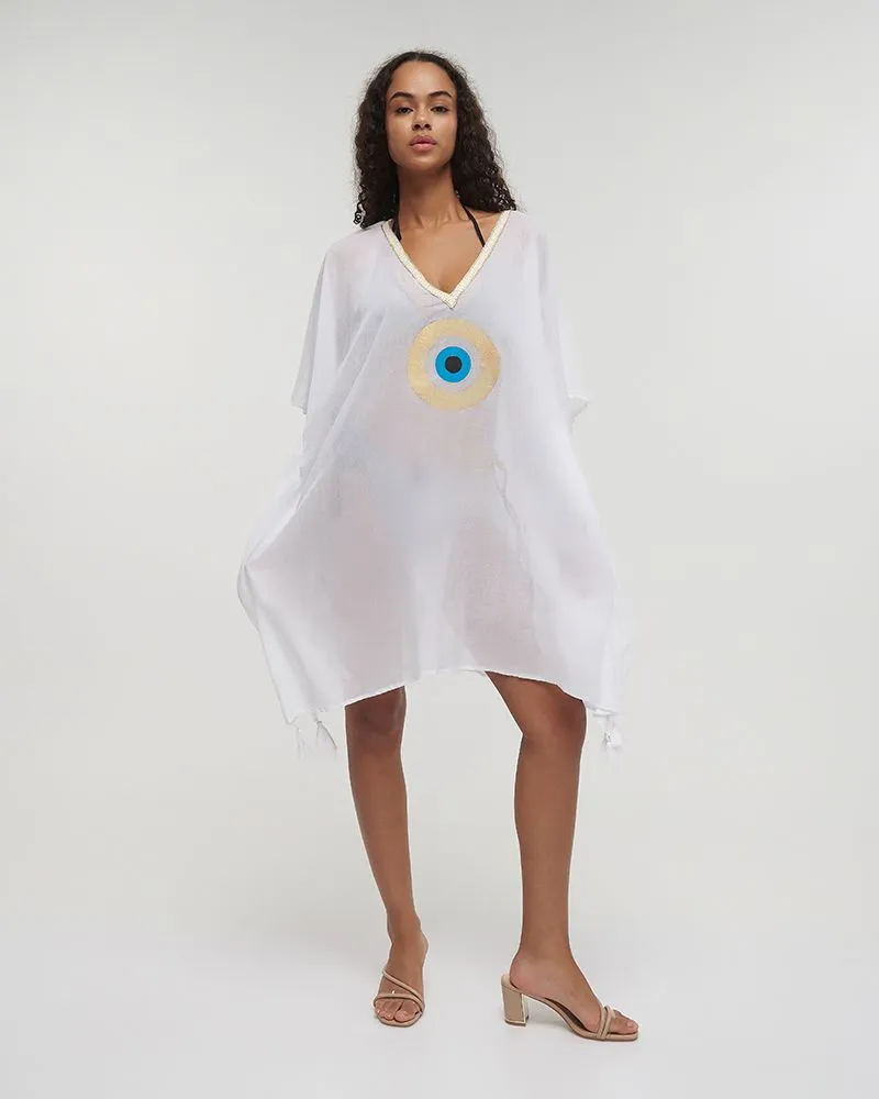 ΚΑΦΤΑΝΙ ΛΕΥΚΟ ΜΕ ΧΡΥΣΟ ΜΑΤΙ ONE SIZE (100% COTTON)