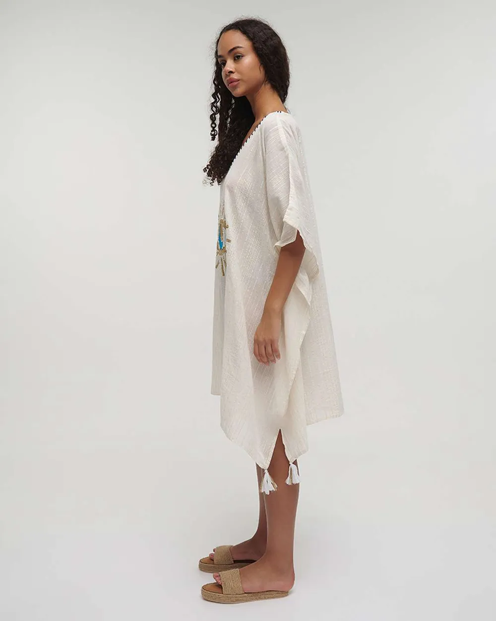 ΚΑΦΤΑΝΙ ΛΕΥΚΟ ΜΕ ΧΡΥΣΟ/ΜΠΛΕ ΜΑΤΙ ONE SIZE (100% COTTON)