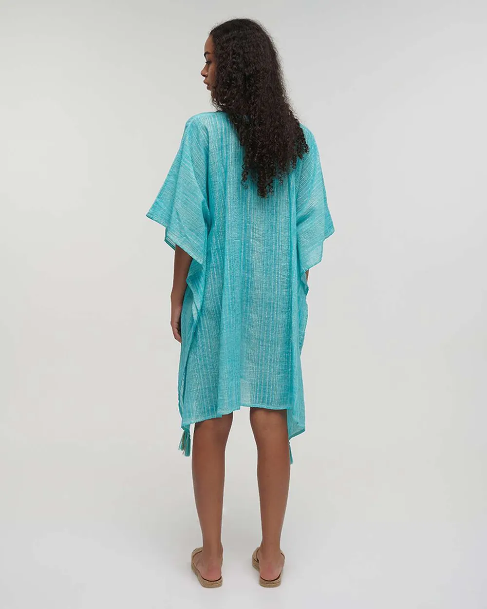 ΚΑΦΤΑΝΙ ΤΙΡΚΟΥΑΖ ΜΕ ΧΡΥΣΟ/ΜΠΛΕ ΜΑΤΙ ONE SIZE (100% COTTON)