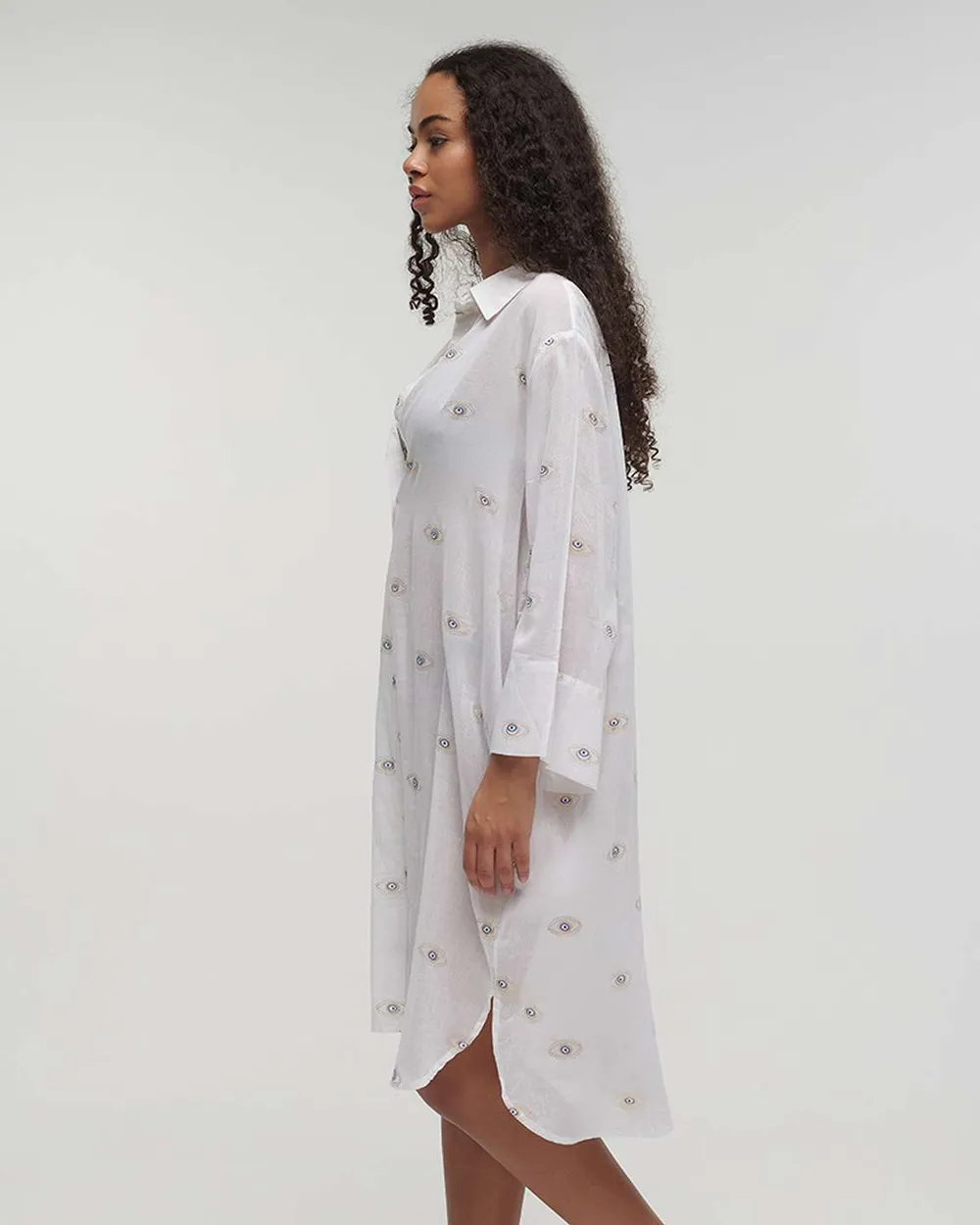 ΠΟΥΚΑΜΙΣΟ ΛΕΥΚΟ ΜΕ ΜΑΤΙΑ ONE SIZE (100% COTTON)