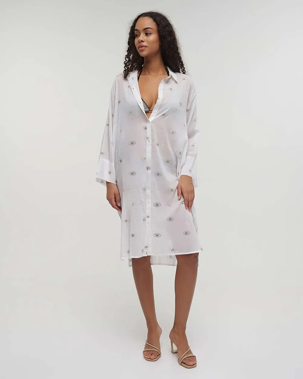 ΠΟΥΚΑΜΙΣΟ ΛΕΥΚΟ ΜΕ ΜΑΤΙΑ ONE SIZE (100% COTTON)