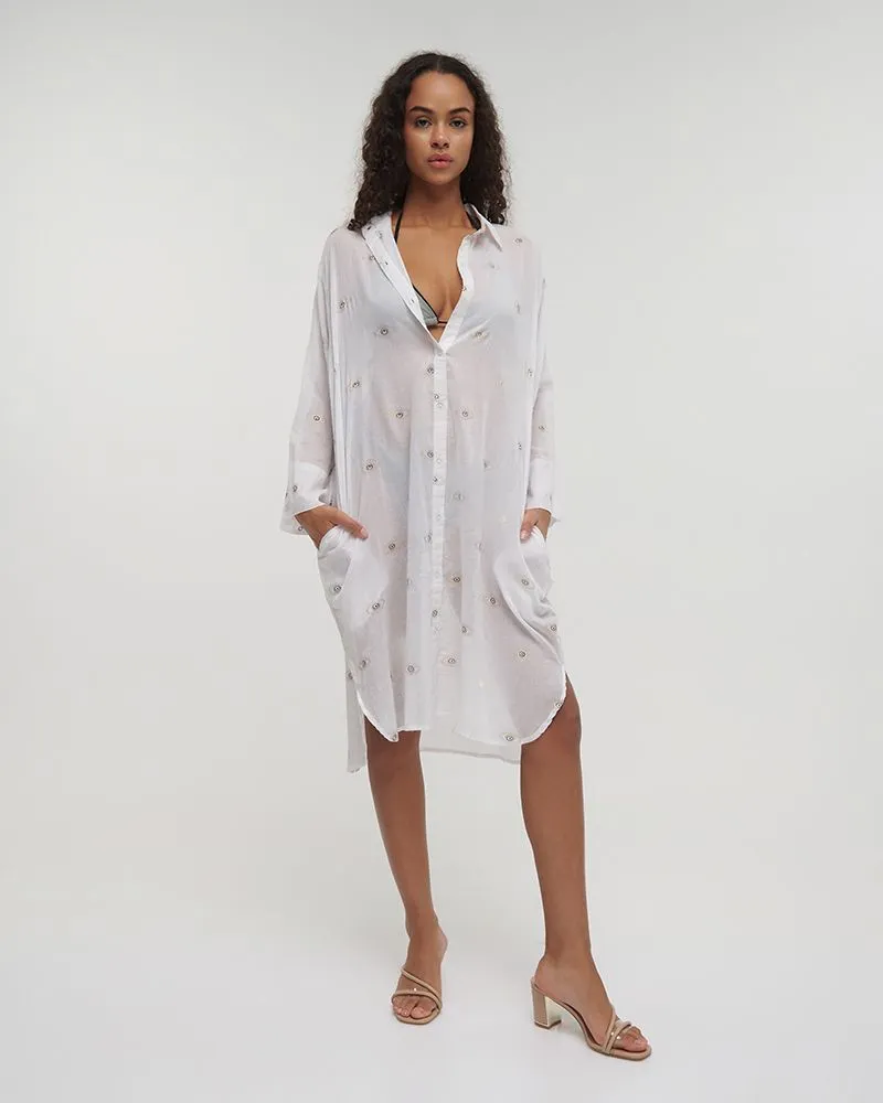 ΠΟΥΚΑΜΙΣΟ ΛΕΥΚΟ ΜΕ ΜΑΤΙΑ ONE SIZE (100% COTTON) ΠΟΥΚΑΜΙΣΟ ΛΕΥΚΟ ΜΕ ΜΑΤΙΑ ONE SIZE (100% COTTON)