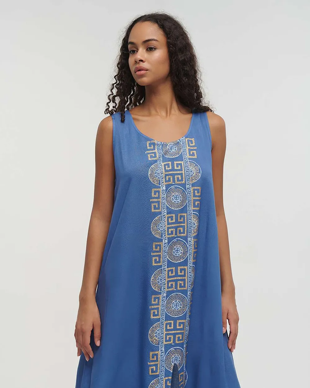 ΦΟΡΕΜΑ ΜΑΚΡΥ ΜΠΛΕ ΜΕ ΧΡΥΣΕΣ ΛΕΠΤΟΜΕΡΕΙΕΣ ONE SIZE (100% VISCOSE)