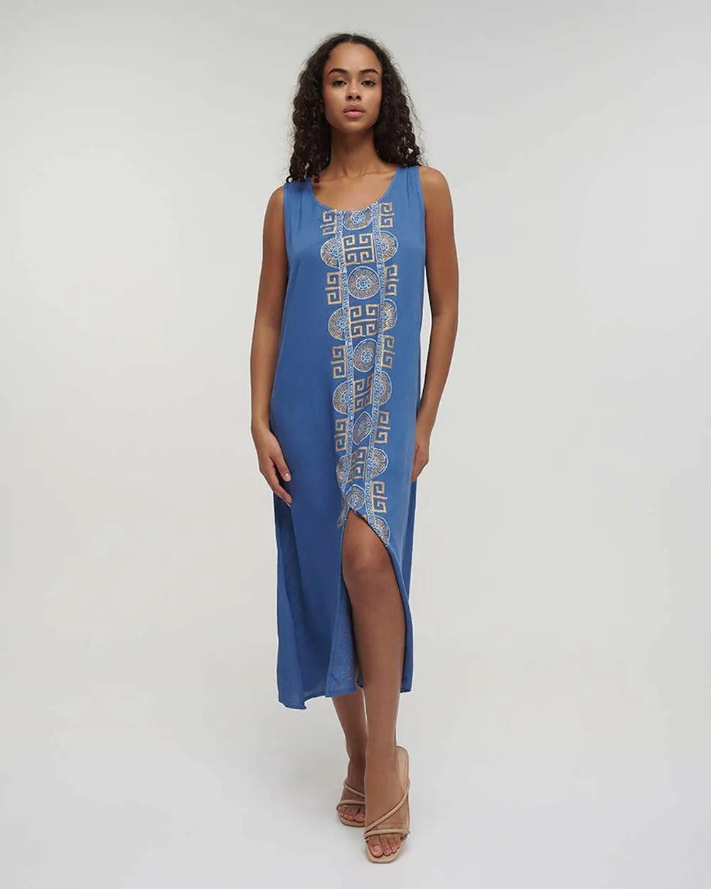 ΦΟΡΕΜΑ ΜΑΚΡΥ ΜΠΛΕ ΜΕ ΧΡΥΣΕΣ ΛΕΠΤΟΜΕΡΕΙΕΣ ONE SIZE (100% VISCOSE)