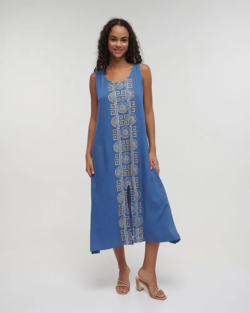 ΦΟΡΕΜΑ ΜΑΚΡΥ ΜΠΛΕ ΜΕ ΧΡΥΣΕΣ ΛΕΠΤΟΜΕΡΕΙΕΣ ONE SIZE (100% VISCOSE)