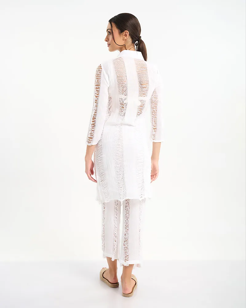 S/2 ΠΟΥΚΑΜΙΣΟ ΚΑΙ ΠΑΝΤΕΛΟΝΙ ΛΕΥΚΟ ONE SIZE (100% COTTON)