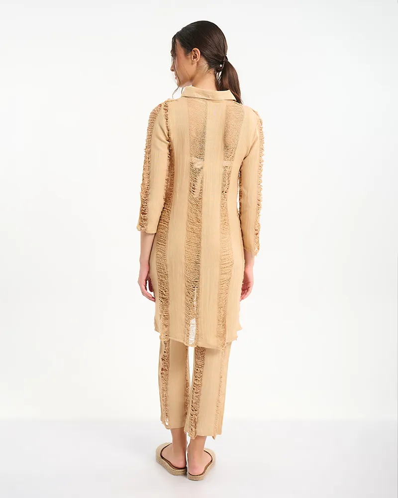 S/2 ΠΟΥΚΑΜΙΣΟ ΚΑΙ ΠΑΝΤΕΛΟΝΙ ΜΠΕΖ ONE SIZE (100% COTTON)