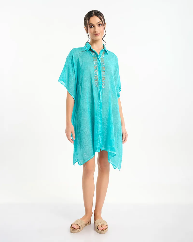 ΠΟΥΚΑΜΙΣΑ/ΚΑΦΤΑΝΙ ΤΙΡΚΟΥΑΖ ΜΕ ΑΣΗΜΙ/ΧΡΥΣΕΣ ΛΕΠΤΟΜΕΡΕΙΕΣ ONE SIZE (100% COTTON)