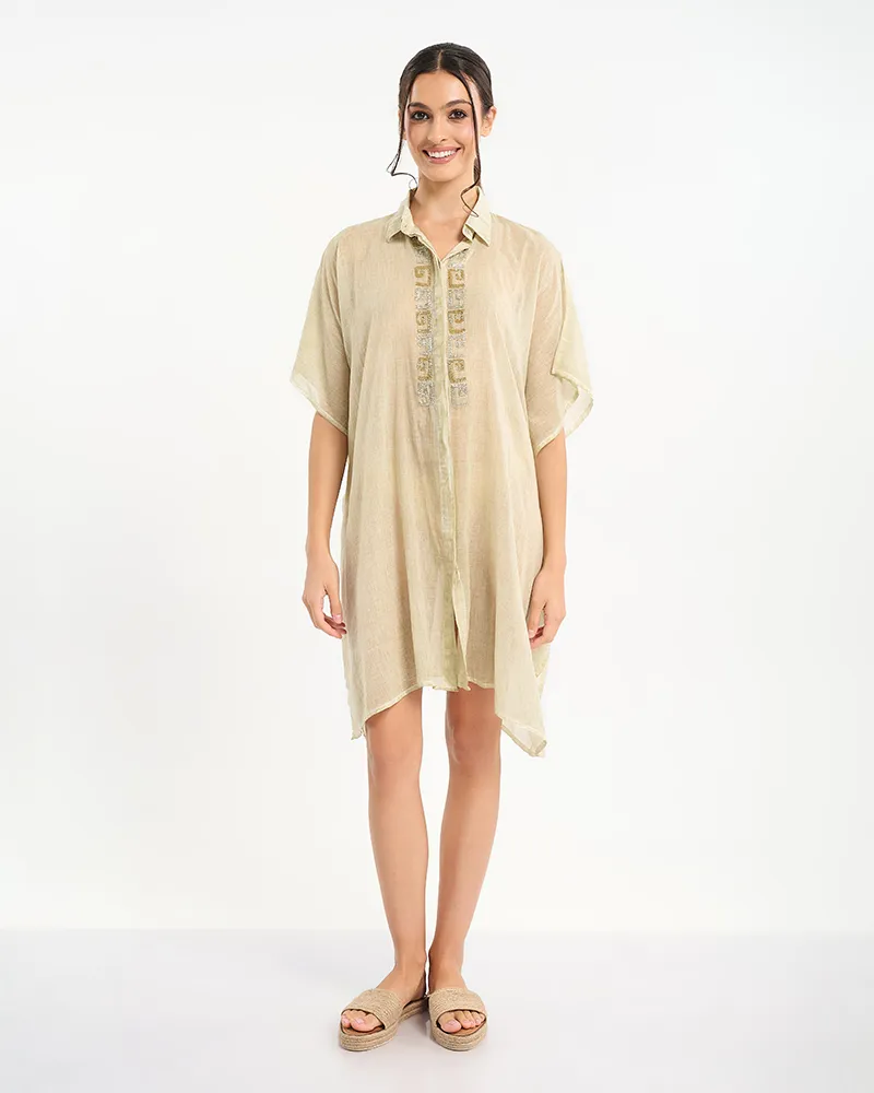 ΠΟΥΚΑΜΙΣΑ/ΚΑΦΤΑΝΙ ΜΠΕΖ ΜΕ ΑΣΗΜΙ/ΧΡΥΣΕΣ ΛΕΠΤΟΜΕΡΕΙΕΣ ONE SIZE (100% COTTON)