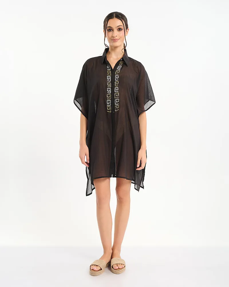 ΠΟΥΚΑΜΙΣΑ/ΚΑΦΤΑΝΙ ΜΑΥΡΟ ΜΕ ΑΣΗΜΙ/ΧΡΥΣΕΣ ΛΕΠΤΟΜΕΡΕΙΕΣ ONE SIZE (100% COTTON)