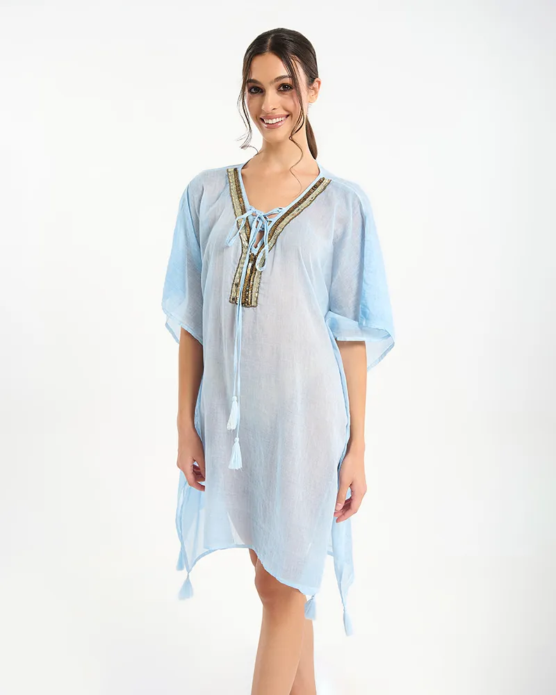 ΚΑΦΤΑΝΙ ΜΠΛΕ ΜΕ ΧΡΥΣΕΣ ΛΕΠΤΟΜΕΡΕΙΕΣ ONE SIZE (100% COTTON)