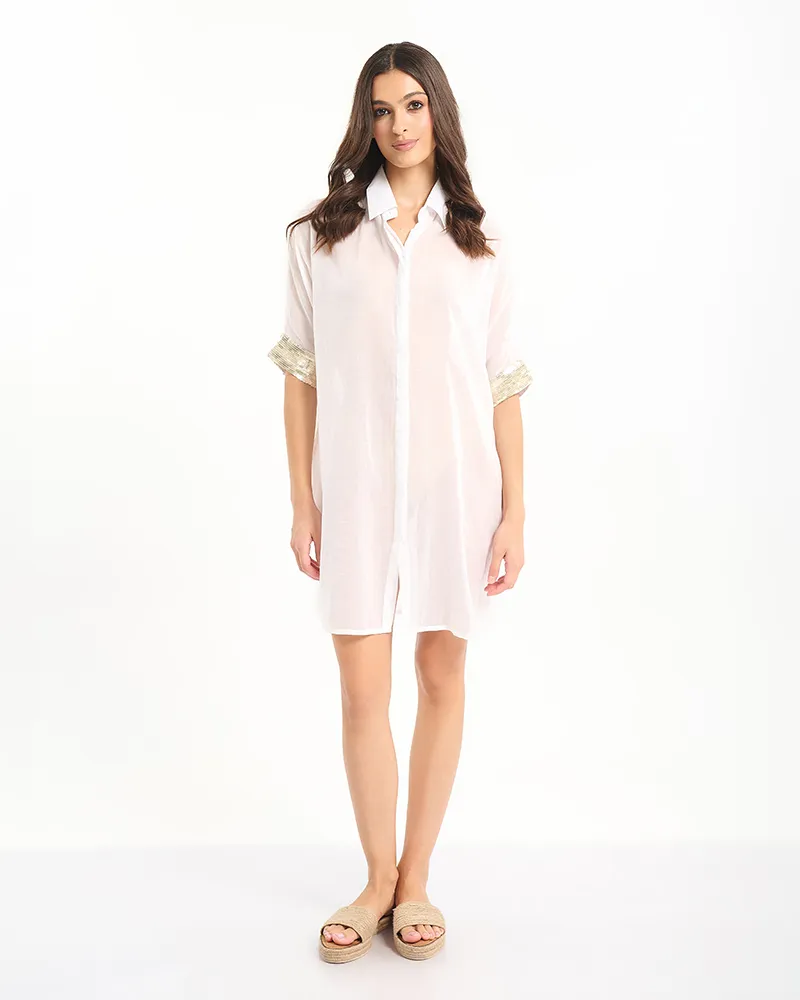 ΠΟΥΚΑΜΙΣΑ/ΚΑΦΤΑΝΙ ΛΕΥΚΟ ΜΕ ΧΡΥΣΕΣ ΠΟΥΛΙΕΣ ONE SIZE (100% COTTON) ΠΟΥΚΑΜΙΣΑ/ΚΑΦΤΑΝΙ ΛΕΥΚΟ ΜΕ ΧΡΥΣΕΣ ΠΟΥΛΙΕΣ ONE SIZE (100% COTTON)