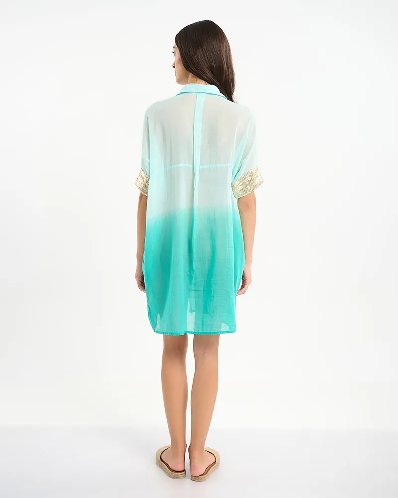 ΠΟΥΚΑΜΙΣΑ/ΚΑΦΤΑΝΙ ΤΙΡΚΟΥΑΖ ΜΕ ΧΡΥΣΕΣ ΠΟΥΛΙΕΣ ONE SIZE (100% COTTON)