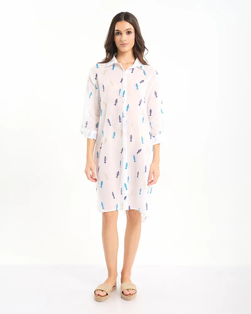 ΠΟΥΚΑΜΙΣΑ/ΚΑΦΤΑΝΙ ΛΕΥΚΟ ΜΕ ΨΑΡΟΚΟΚΚΑΛΟ ONE SIZE (100% COTTON)