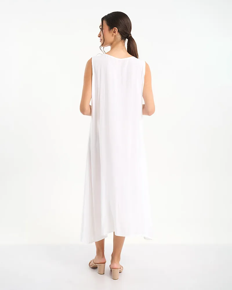 ΦΟΡΕΜΑ ΜΑΚΡΥ ΑΜΑΝΙΚΟ ΛΕΥΚΟ ΜΕ ΜΑΤΙ ONE SIZE (100% VISCOSE)