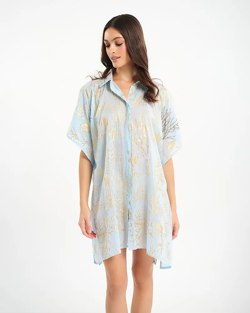 ΚΑΦΤΑΝΙ/ΠΟΥΚΑΜΙΣΑ ΣΕ ΓΑΛΑΖΙΟ ΧΡΩΜΑ ΜΕ ΧΡΥΣΑ ΣΧΕΔΙΑ ONE SIZE (100% COTTON) ΚΑΦΤΑΝΙ/ΠΟΥΚΑΜΙΣΑ ΣΕ ΓΑΛΑΖΙΟ ΧΡΩΜΑ ΜΕ ΧΡΥΣΑ ΣΧΕΔΙΑ ONE SIZE (100% COTTON)