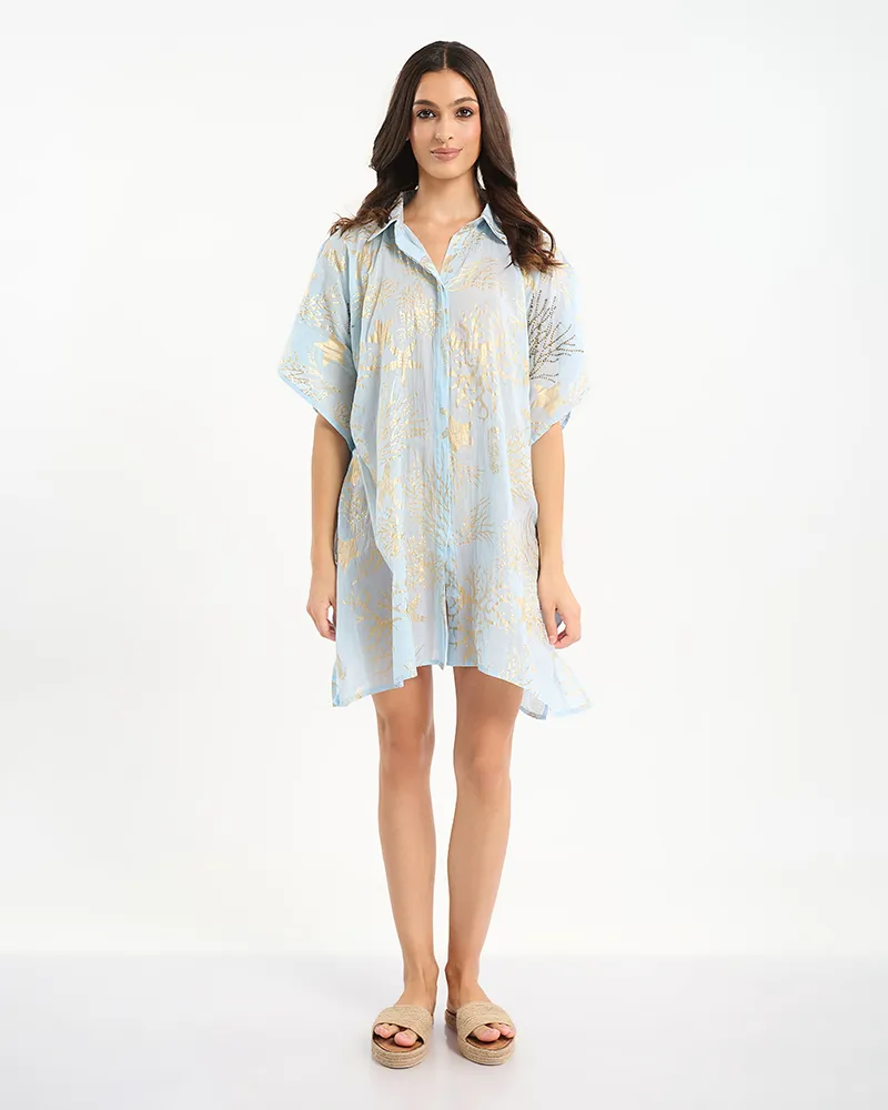 ΚΑΦΤΑΝΙ/ΠΟΥΚΑΜΙΣΑ ΣΕ ΓΑΛΑΖΙΟ ΧΡΩΜΑ ΜΕ ΧΡΥΣΑ ΣΧΕΔΙΑ ONE SIZE (100% COTTON) ΚΑΦΤΑΝΙ/ΠΟΥΚΑΜΙΣΑ ΣΕ ΓΑΛΑΖΙΟ ΧΡΩΜΑ ΜΕ ΧΡΥΣΑ ΣΧΕΔΙΑ ONE SIZE (100% COTTON)