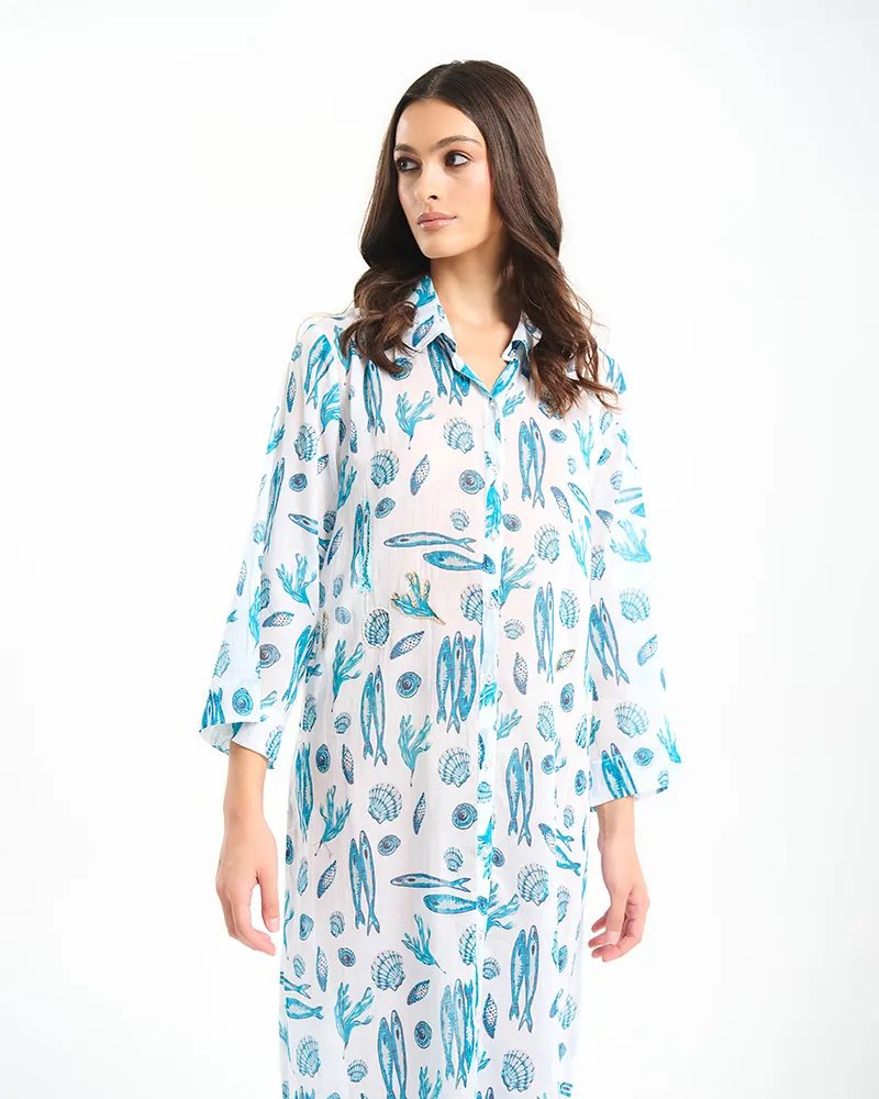 ΚΑΦΤΑΝΙ/ΠΟΥΚΑΜΙΣΑ ΣΕ ΛΕΥΚΟ ΜΕ ΓΑΛΑΖΙΑ ΨΑΡΙΑ ONE SIZE (100% COTTON) ΚΑΦΤΑΝΙ/ΠΟΥΚΑΜΙΣΑ ΣΕ ΛΕΥΚΟ ΜΕ ΓΑΛΑΖΙΑ ΨΑΡΙΑ ONE SIZE (100% COTTON)