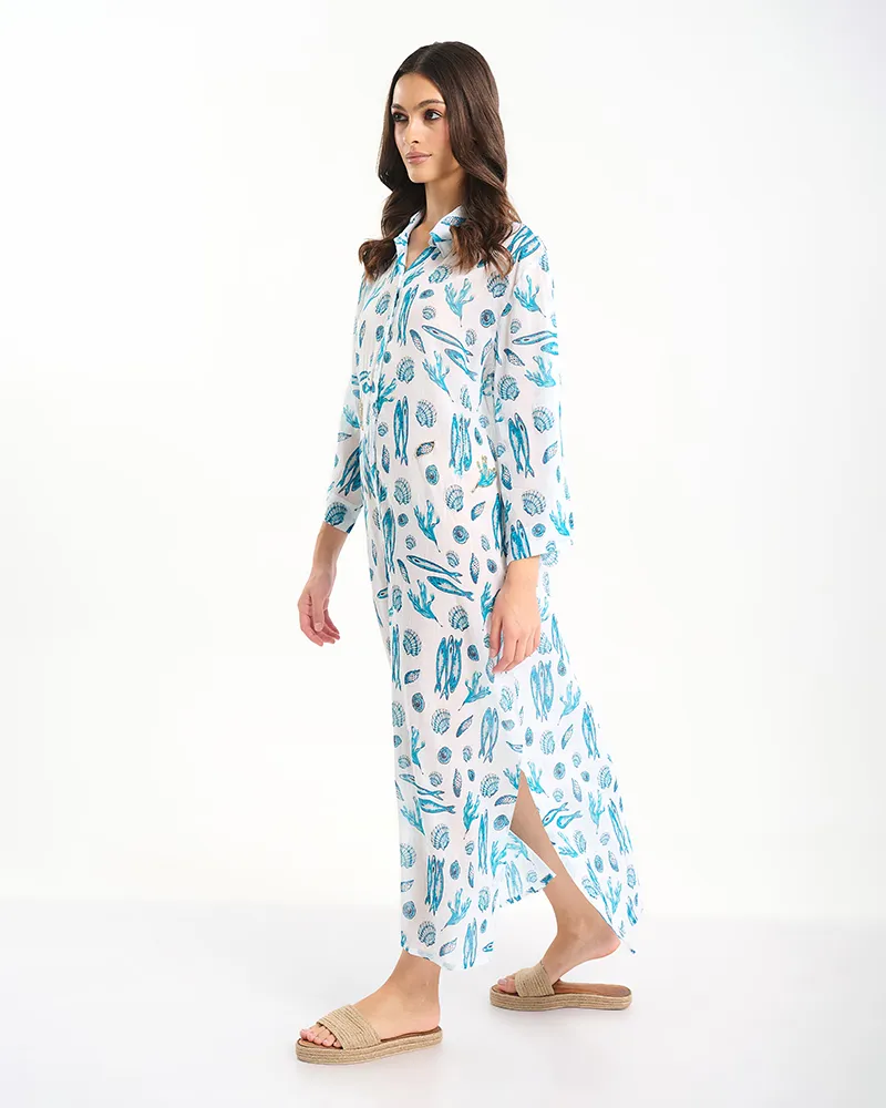 ΚΑΦΤΑΝΙ/ΠΟΥΚΑΜΙΣΑ ΣΕ ΛΕΥΚΟ ΜΕ ΓΑΛΑΖΙΑ ΨΑΡΙΑ ONE SIZE (100% COTTON)