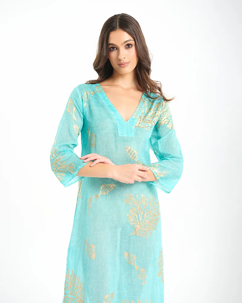 ΜΑΚΡΥ ΚΑΦΤΑΝΙ ΣΕ ΤΥΡΚΟΥΑΖ ΜΕ ΧΡΥΣΑ ΣΧΕΔΙΑ ΚΑΙ ΧΑΝΤΡΕΣ ONE SIZE (100% COTTON) ΜΑΚΡΥ ΚΑΦΤΑΝΙ ΣΕ ΤΥΡΚΟΥΑΖ ΜΕ ΧΡΥΣΑ ΣΧΕΔΙΑ ΚΑΙ ΧΑΝΤΡΕΣ ONE SIZE (100% COTTON)