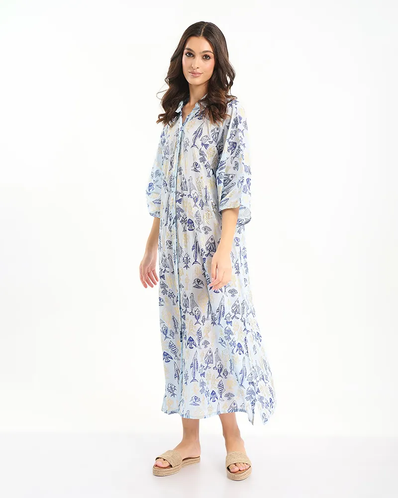 ΜΑΚΡΙΑ ΠΟΥΚΑΜΙΣΑ ΣΕ ΓΑΛΑΖΙΟ ΧΡΩΜΑ ΜΕ ΜΠΛΕ/ΧΡΥΣΑ ΨΑΡΙΑ ONE SIZE (100% COTTON) ΜΑΚΡΙΑ ΠΟΥΚΑΜΙΣΑ ΣΕ ΓΑΛΑΖΙΟ ΧΡΩΜΑ ΜΕ ΜΠΛΕ/ΧΡΥΣΑ ΨΑΡΙΑ ONE SIZE (100% COTTON)