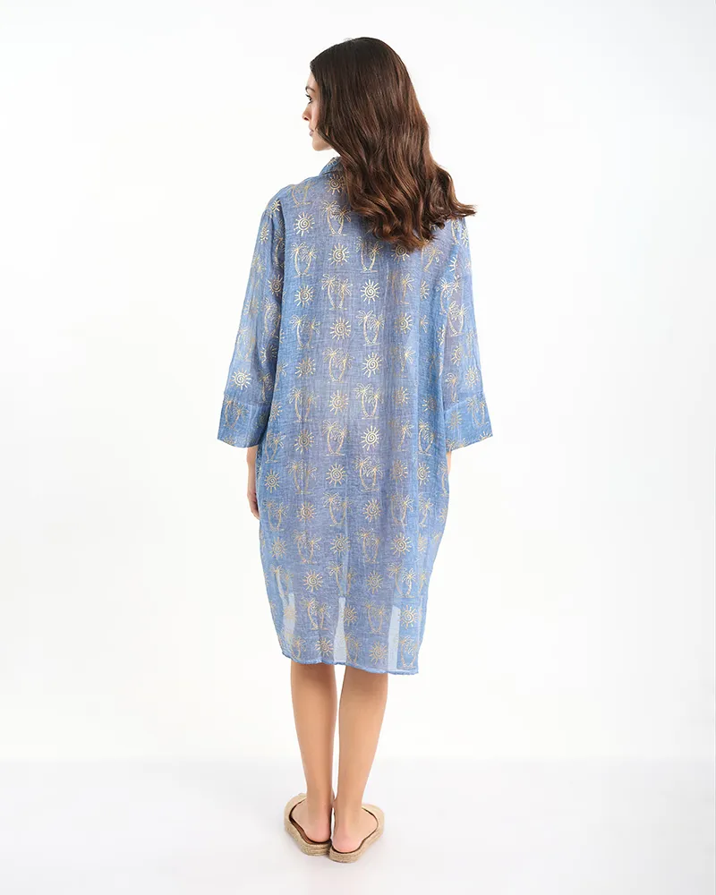 ΚΑΦΤΑΝΙ/ΠΟΥΚΑΜΙΣΑ ΣΕ ΜΠΛΕ ΜΕ ΧΡΥΣΕΣ ΛΕΠΤΟΜΕΡΕΙΕΣ ONE SIZE (100% COTTON)